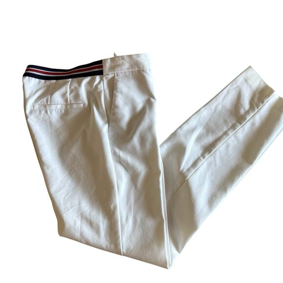 Zara Basic White Slim Ankle Trousers with Striped Waistband Y2K Size M - Picture 1 of 9